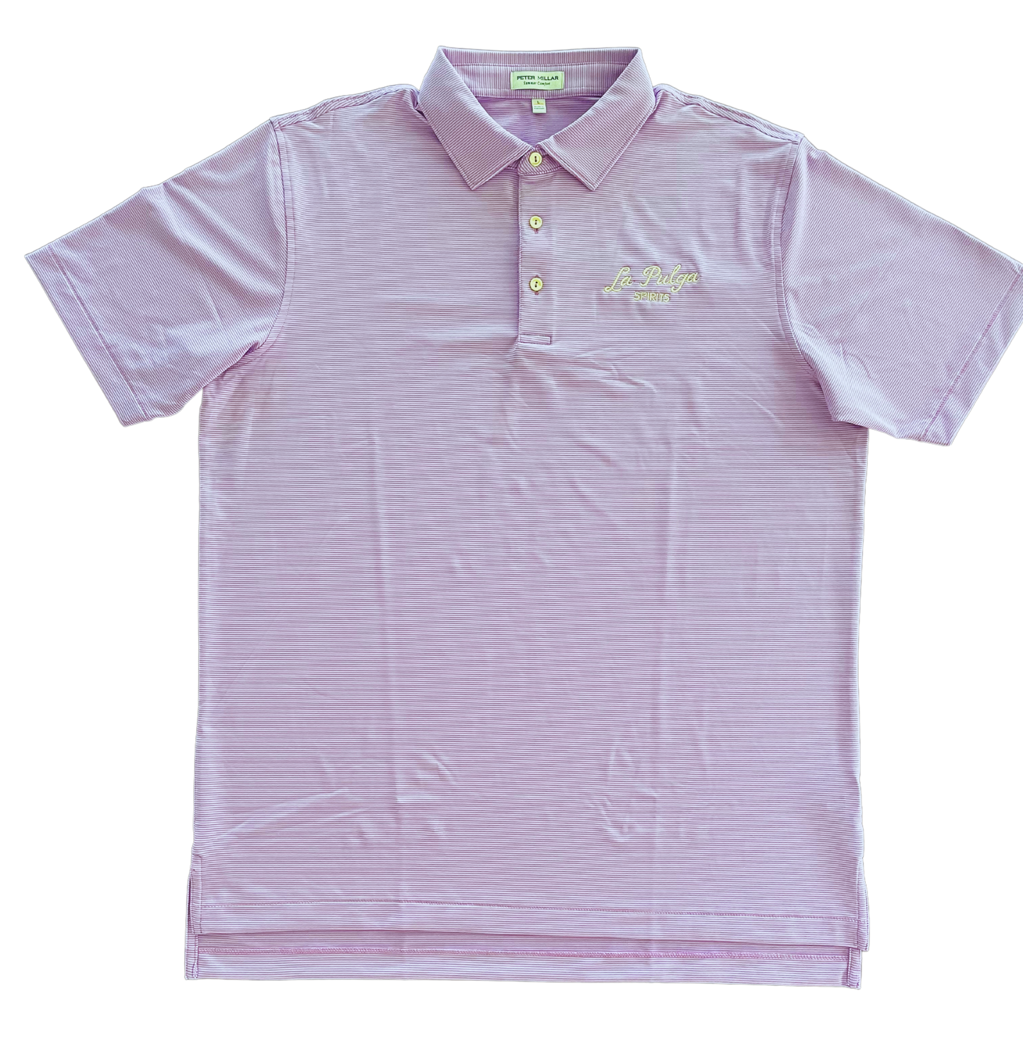 La Pulga Spirits Peter Millar Polo Shirt - Lavender and Grey Stripes