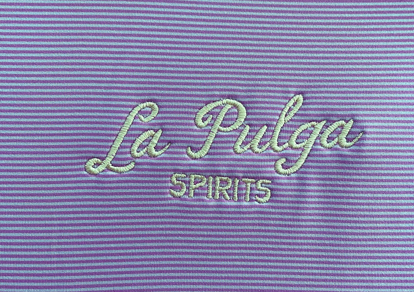 La Pulga Spirits Peter Millar Polo Shirt - Lavender and Grey Stripes