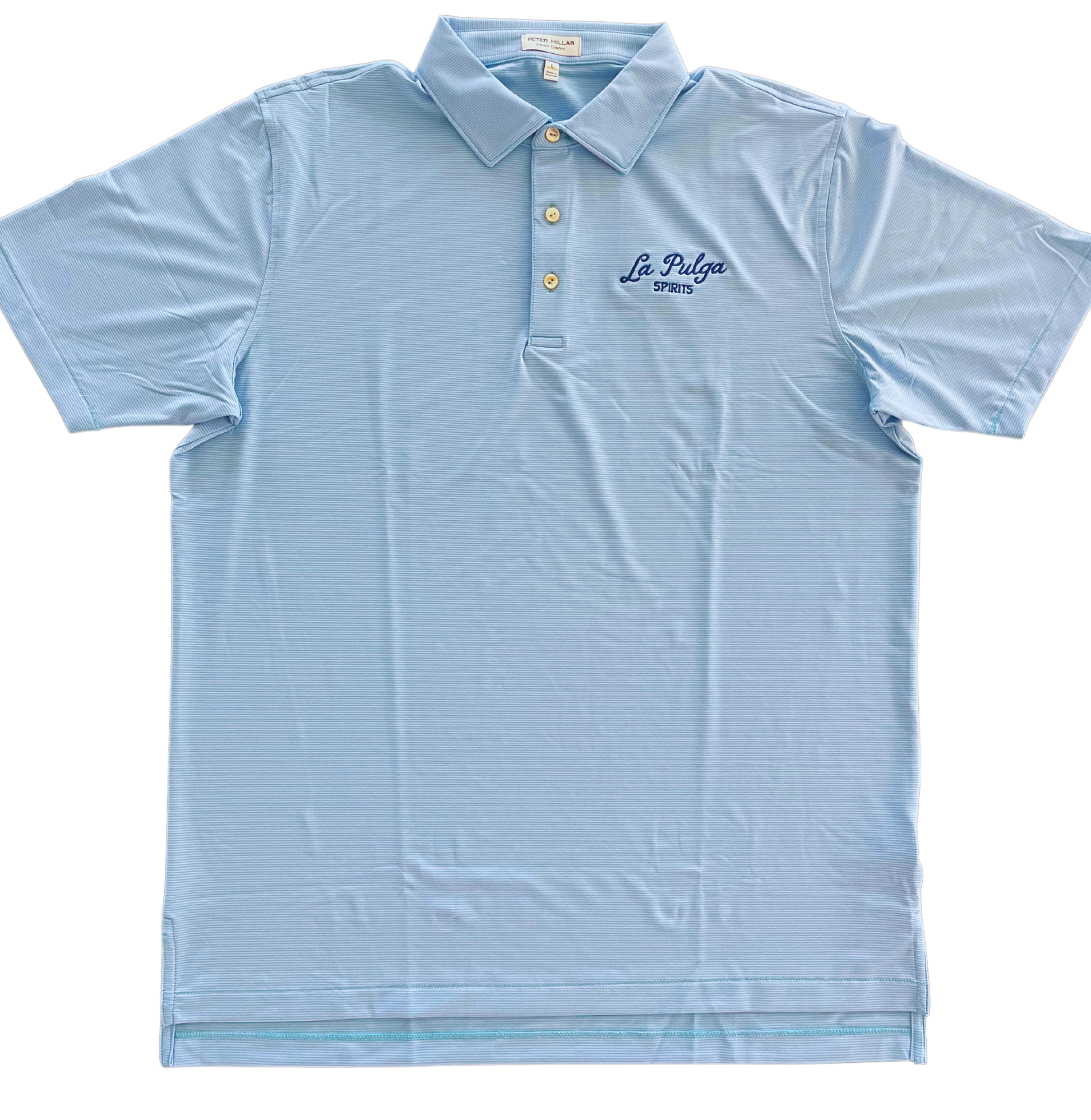 La Pulga Spirits Peter Millar Polo Shirt - Light Blue Stripes