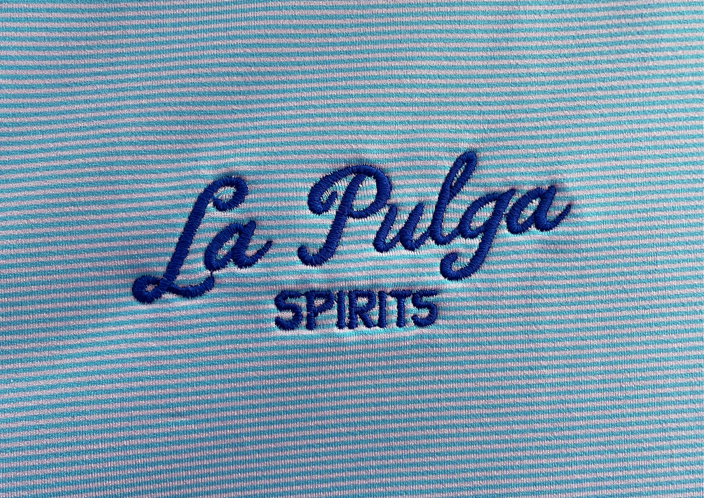 La Pulga Spirits Peter Millar Polo Shirt - Light Blue Stripes